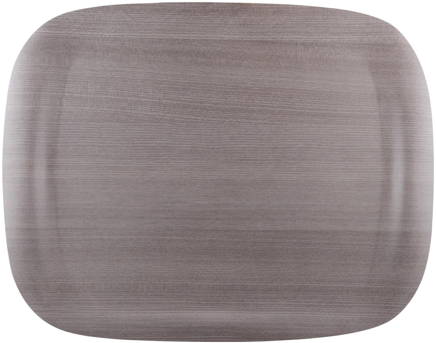 Tablett Earth Wave Art Grey Wood 46x36cm in Silber präsentiert im Onlineshop von KAQTU Design AG. Tablett ist von Roltex