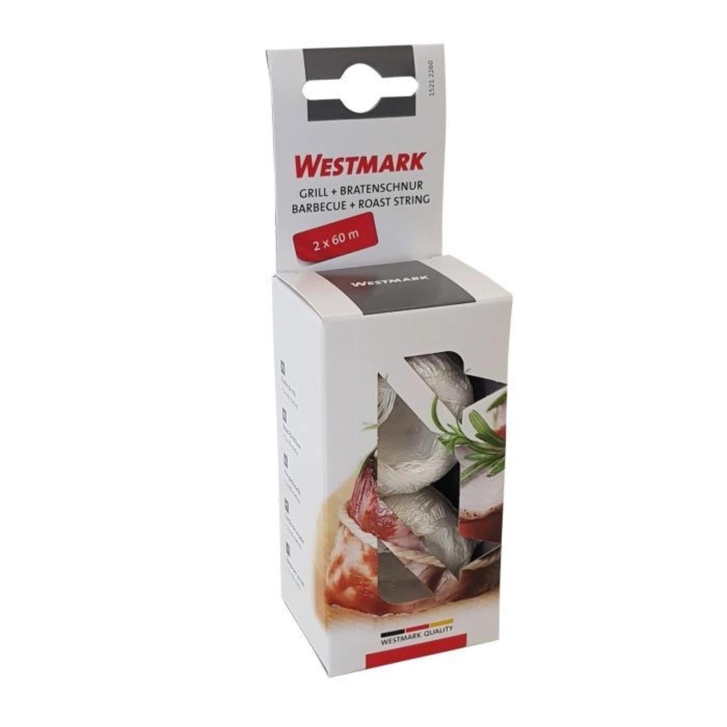 Praktisches 2er Set weisse Grill- und Bratenschnur von Westmark, 60 m Länge, ideal für Küche und Grill, hitzebeständig und vielseitig.
