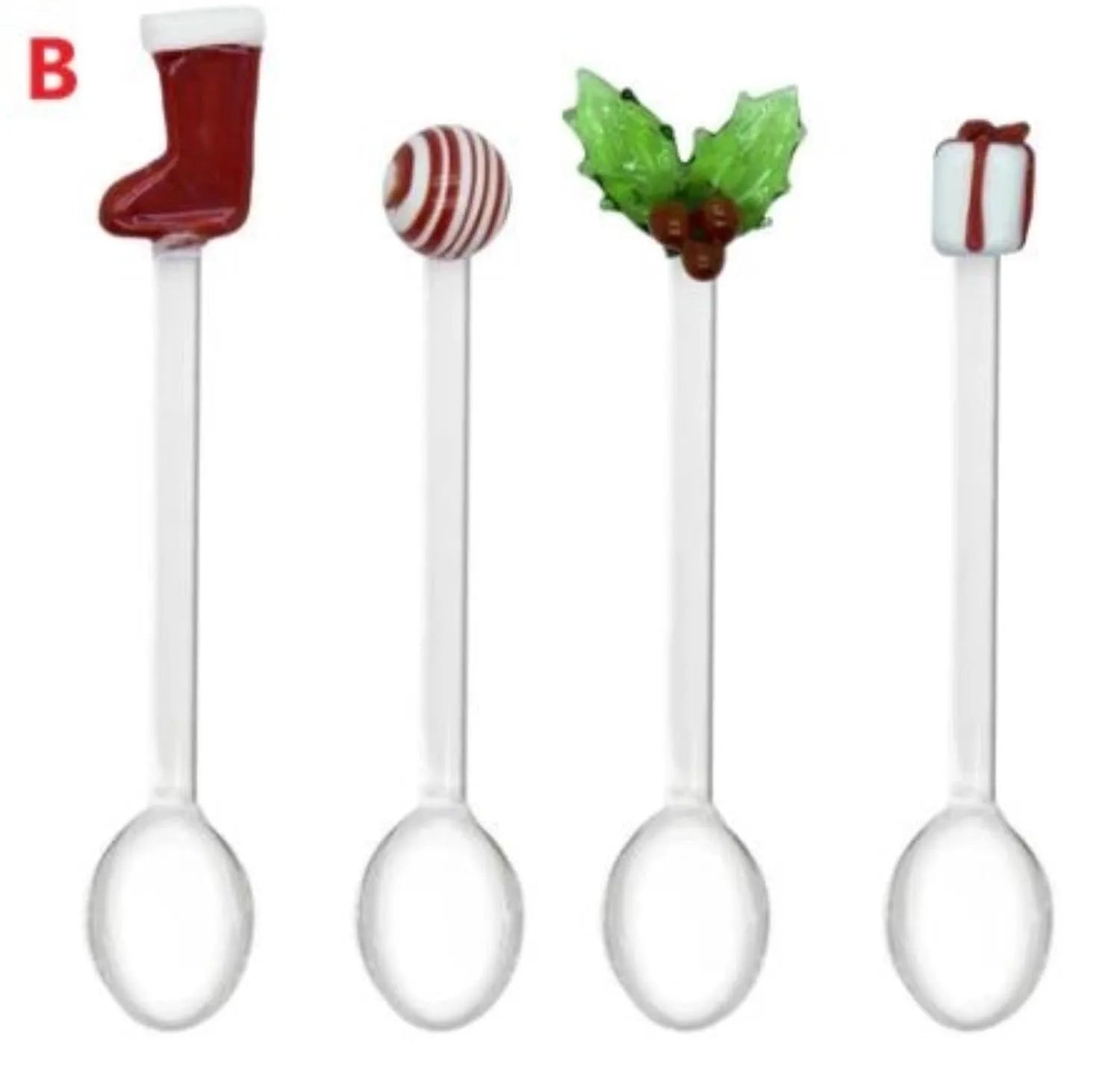 4er Set Teelöffel aus Glas, Weihnachtsmotive 1 in Mehrfarbig präsentiert im Onlineshop von KAQTU Design AG. Besteck ist von Easy Life