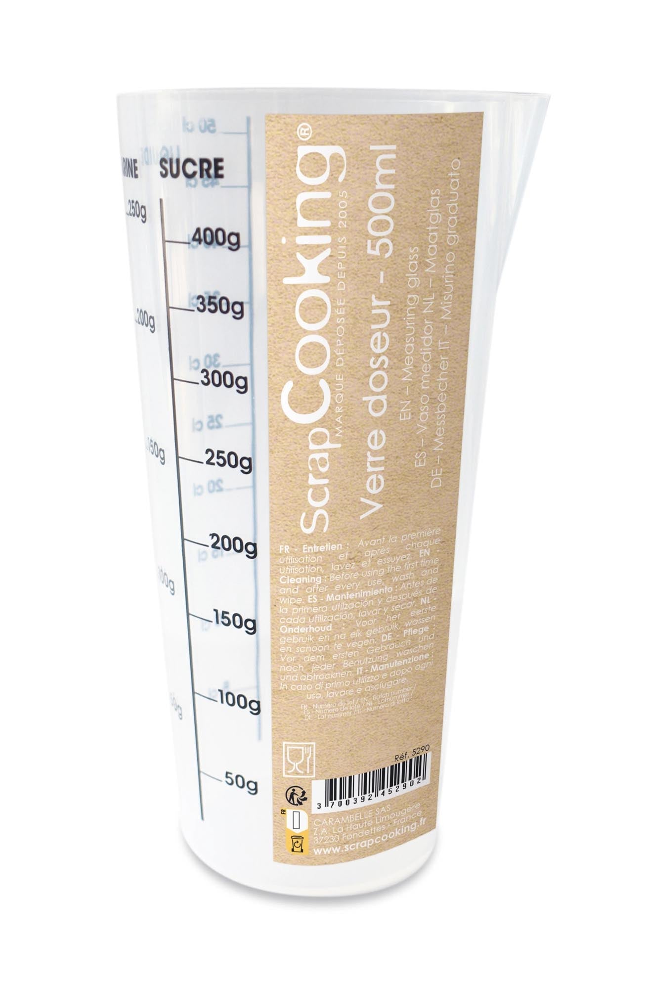 Messbecher 500ml in Transparent präsentiert im Onlineshop von KAQTU Design AG. Backutensilien ist von Scrap Cooking