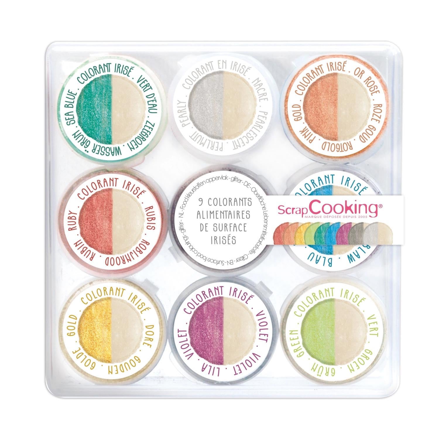 9er Set künstliche Lebensmittelfarben irisierend in Mehrfarbig präsentiert im Onlineshop von KAQTU Design AG. Lebensmittel ist von Scrap Cooking