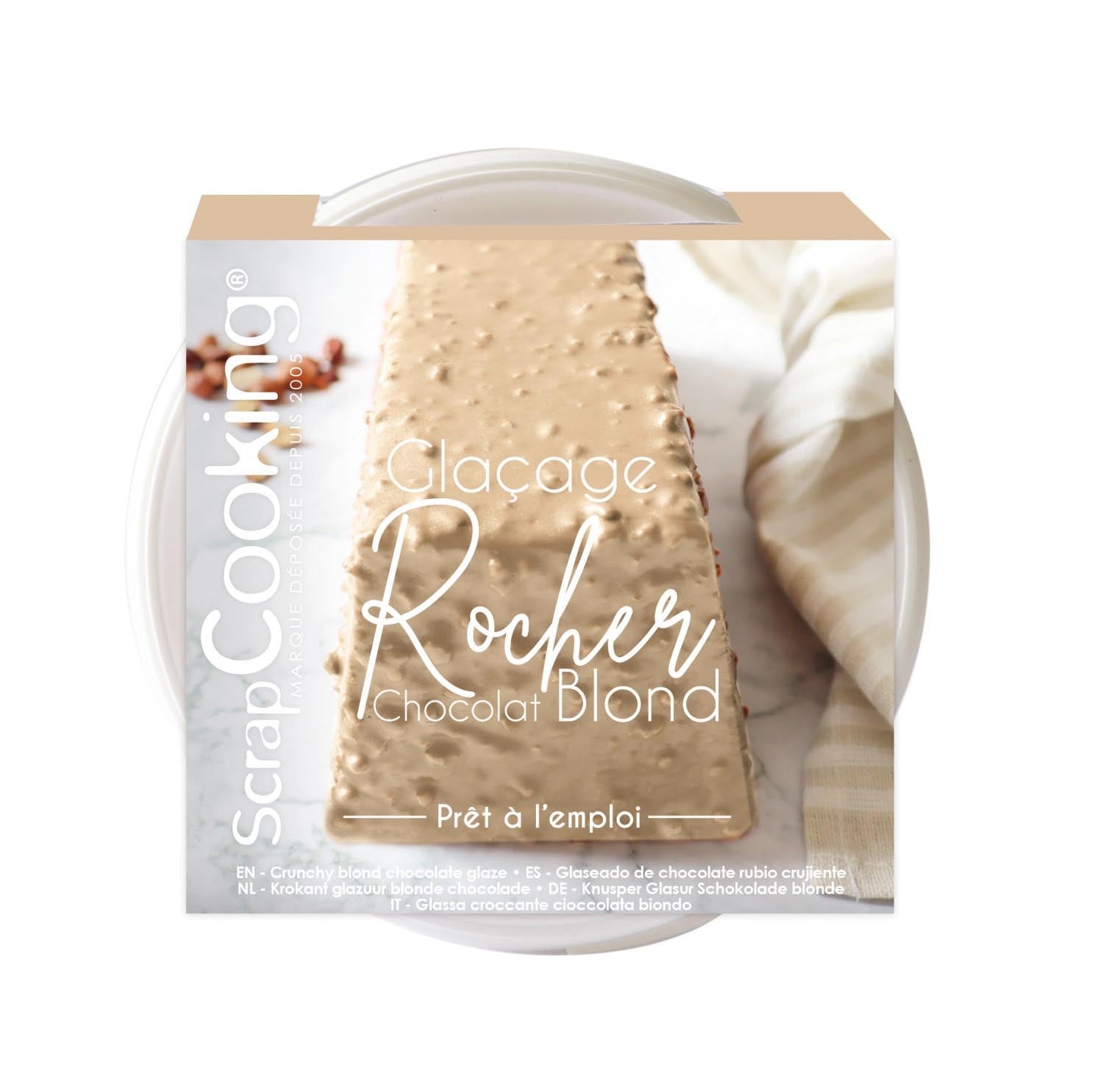 Zuckerguss Rocher gebrauchsfertig Blond Schokolade 400g in Braun präsentiert im Onlineshop von KAQTU Design AG. Lebensmittel ist von Scrap Cooking
