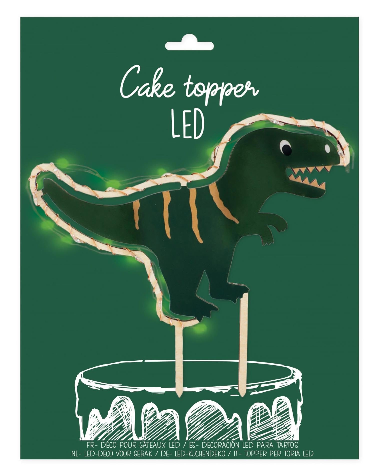 Cake topper with LED lighting Dino
