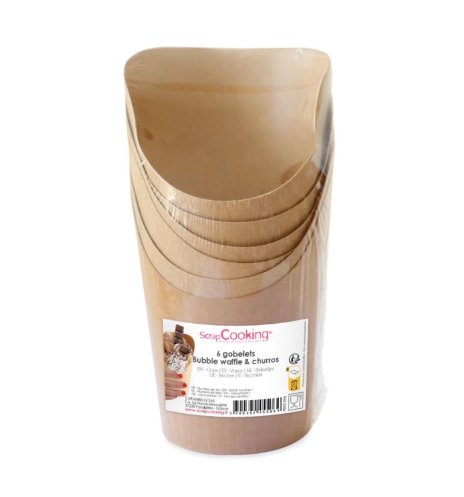 Praktisches 6er Set Becher für Bubble Waffles und Churros, ideal für kreative Desserts und stilvolles Servieren.
