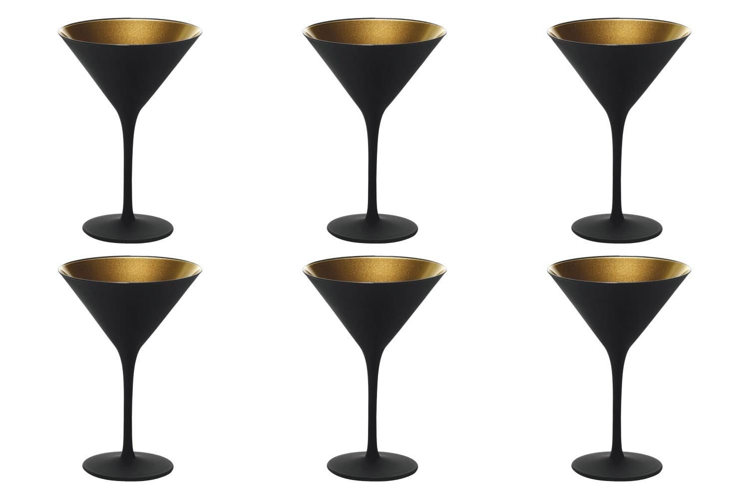 6 Set Elements Cocktail Shell 240ml Black/Gold
