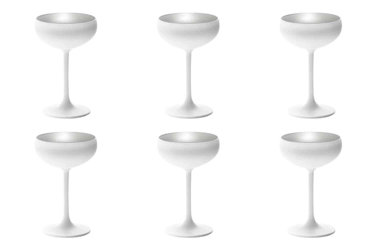 6er Set Elements Sektschale 230ml weiss/silber in Silber präsentiert im Onlineshop von KAQTU Design AG. Glas ist von Stölzle