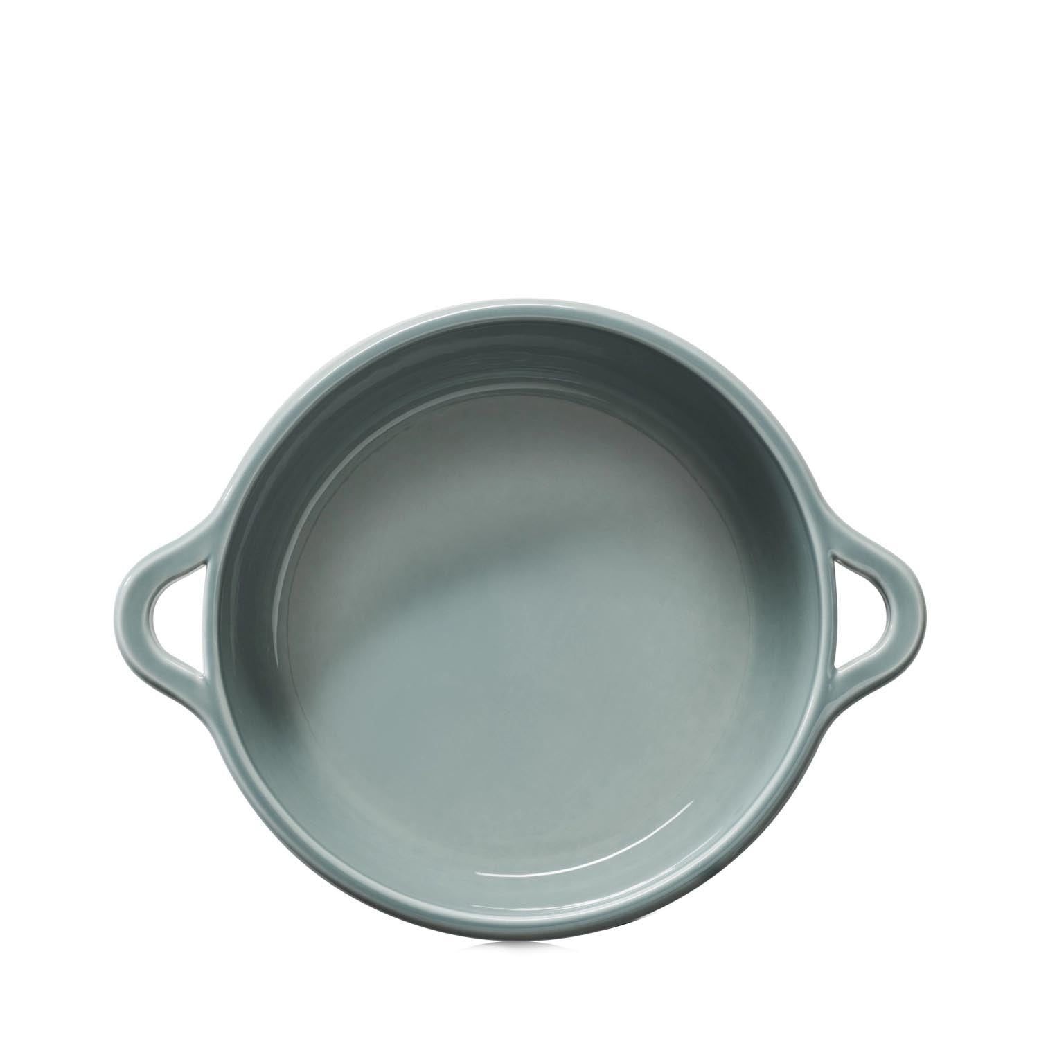 Elegante Induktionskasserolle D29cm in wolkengrau von Revol, ideal für stilvolles Kochen ohne Deckel, robust und hochwertig.