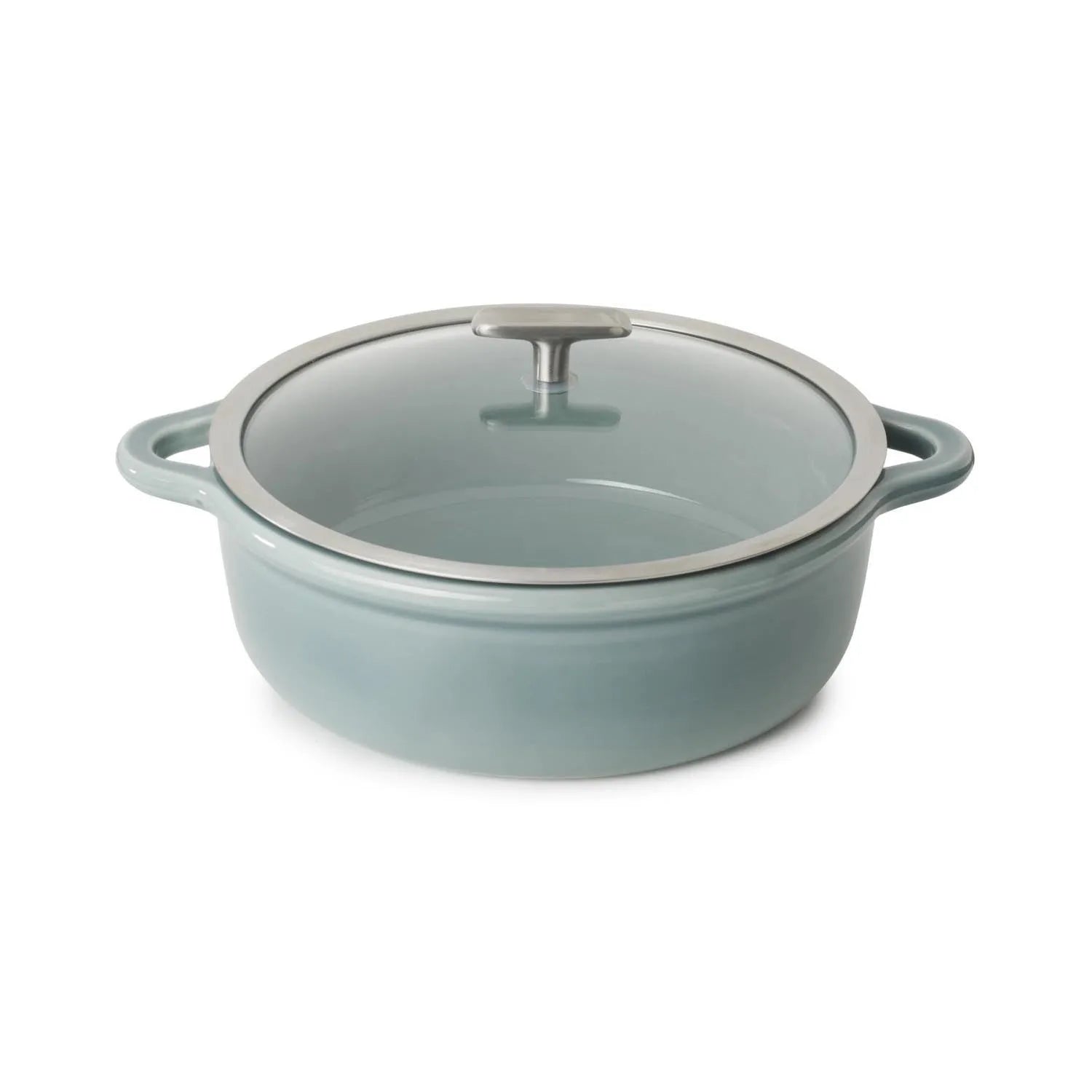 Bombance Induktionskasserolle D29cm wolkengrau Glasdeckel in Silber präsentiert im Onlineshop von KAQTU Design AG. Pfanne/Topf ist von Revol
