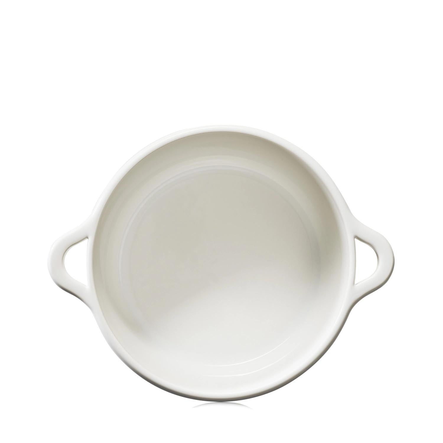 Elegante Ofenkasserolle D26cm in alabasterweiß von Revol, ideal für stilvolles Kochen und Servieren, ohne Deckel.