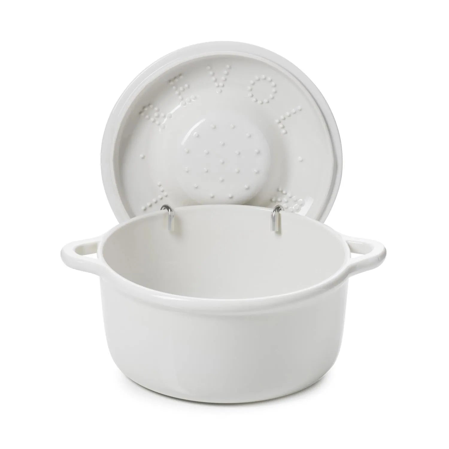 Elegante Induktionskasserolle D26cm in Alabasterweiß von Revol, ideal für stilvolles Kochen, inklusive passendem Deckel.