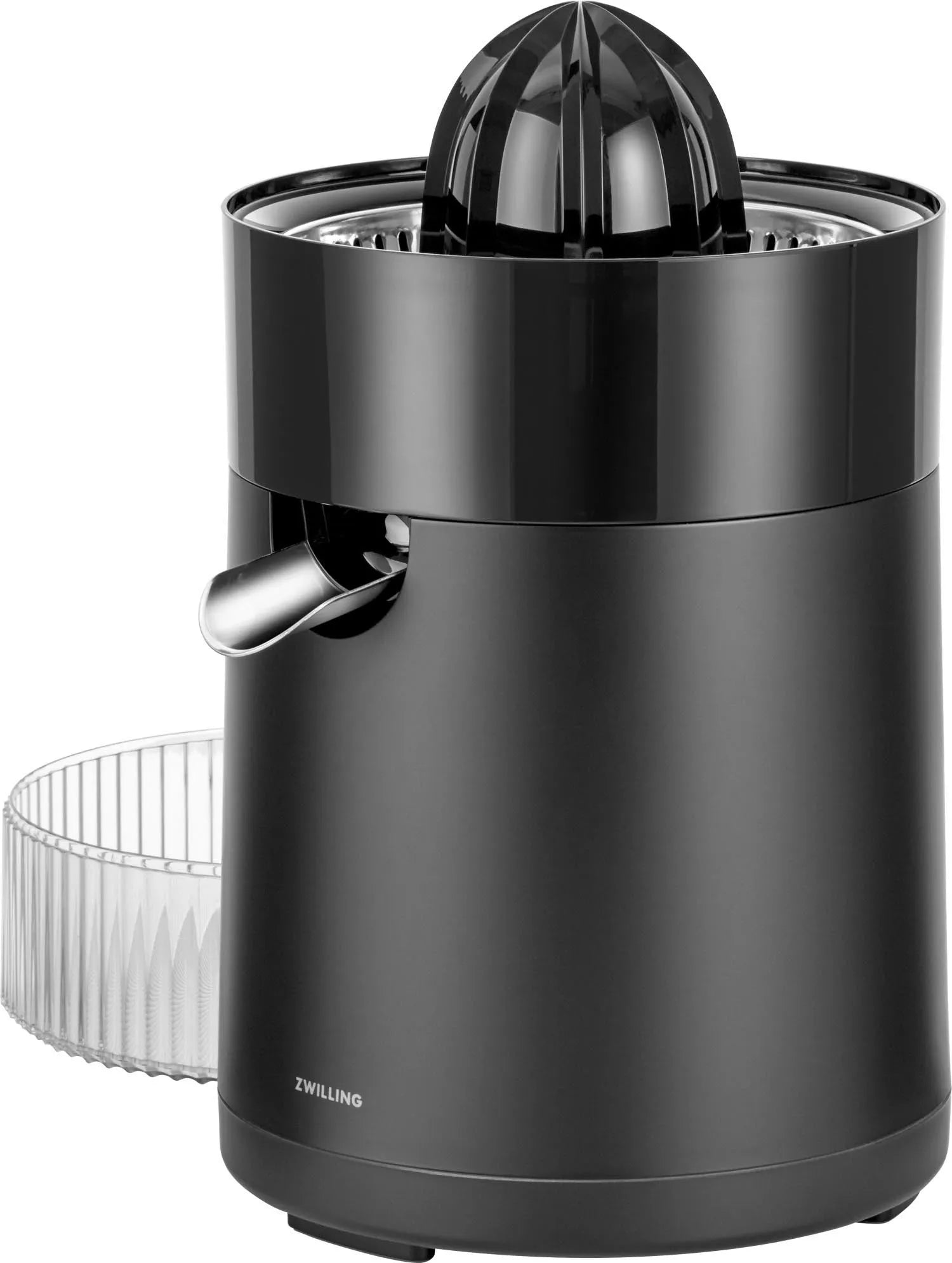 Elegante schwarze Zitruspresse von Zwilling, ideal für frischen Saft. Kompakt, leistungsstark und einfach zu reinigen.