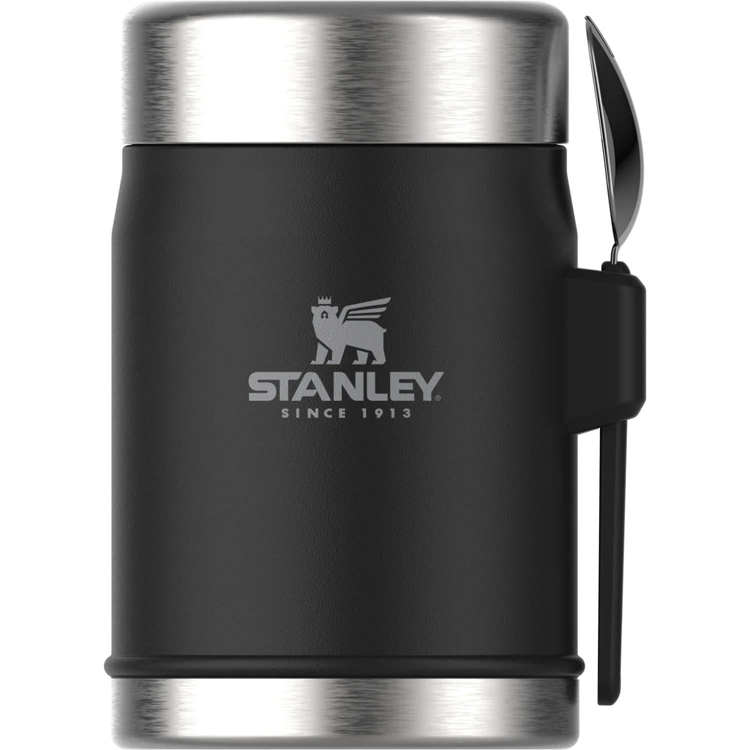 Legendary Food Jar + Spork 0.4l matte black pebble in Schwarz präsentiert im Onlineshop von KAQTU Design AG. Trinkflasche ist von Stanley