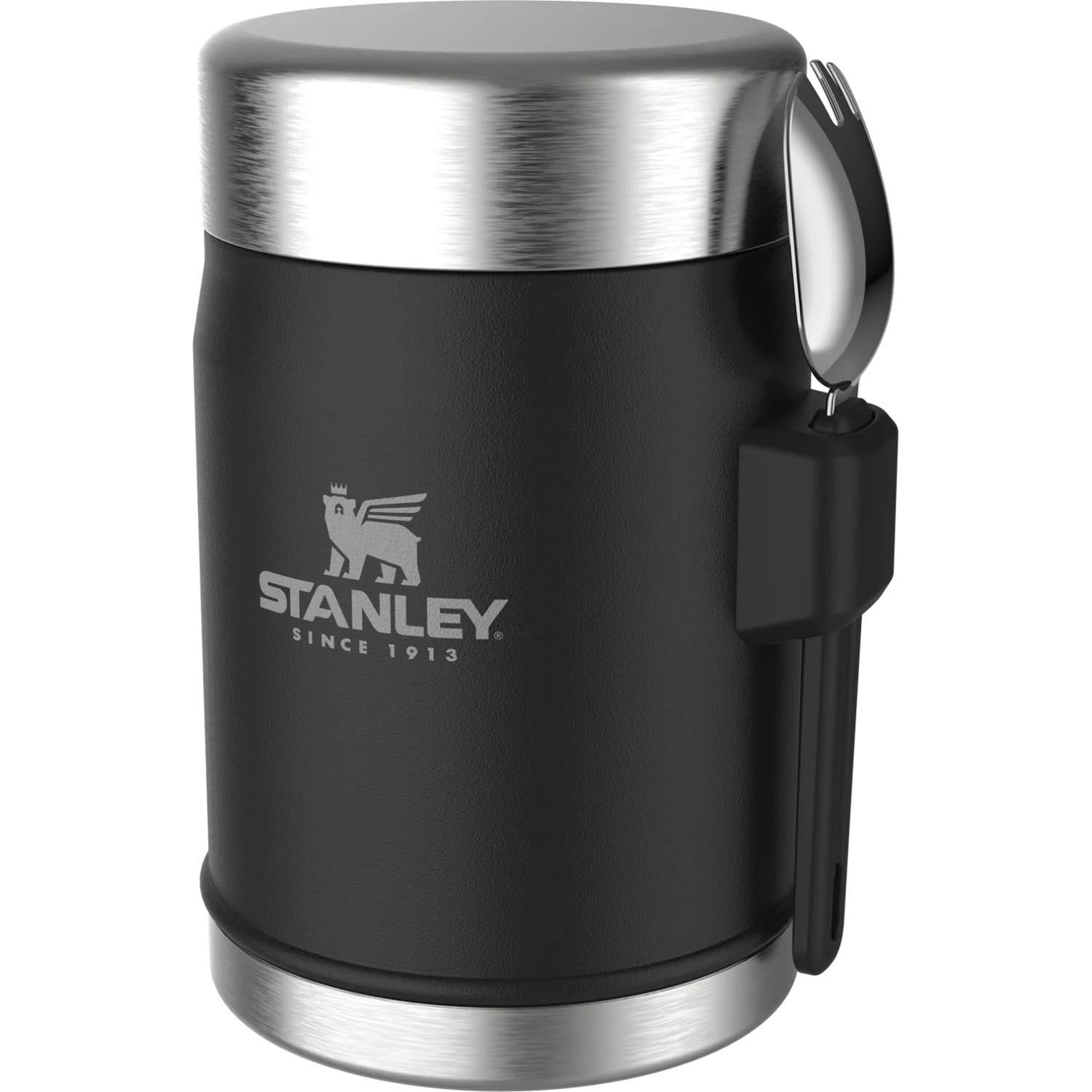 Legendary Food Jar + Spork 0.4l matte black pebble in Schwarz präsentiert im Onlineshop von KAQTU Design AG. Trinkflasche ist von Stanley
