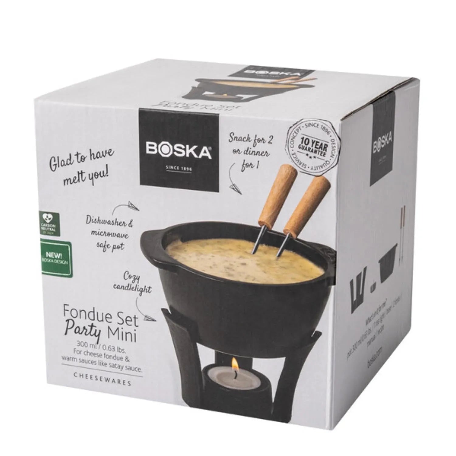 Das Boska Party Mini Fondue Set: kompakt, elegant und ideal für gesellige Käsefondue-Abende. Perfekt für Käseliebhaber.