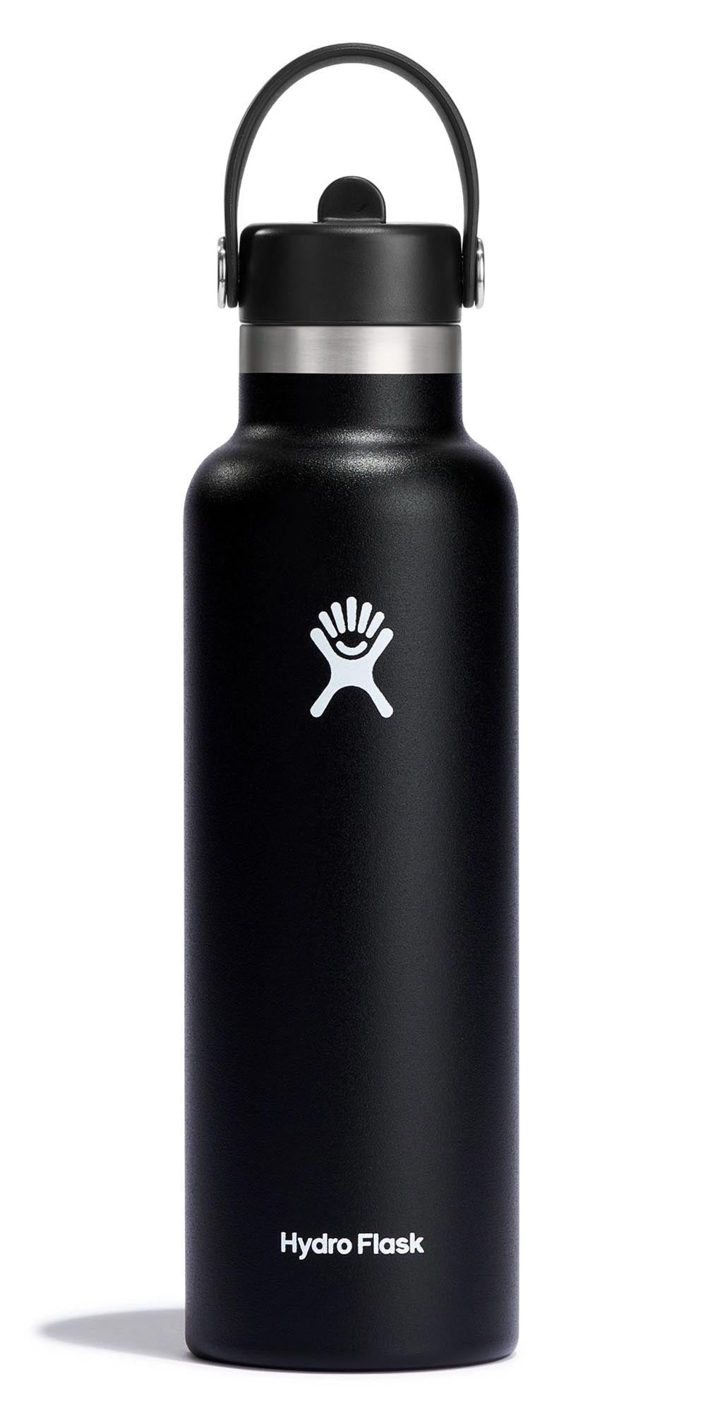 Trinkflasche Standard Flex Deckel m. Strohhalm 620ml schwarz in Schwarz präsentiert im Onlineshop von KAQTU Design AG. Trinkflasche ist von Hydro Flask