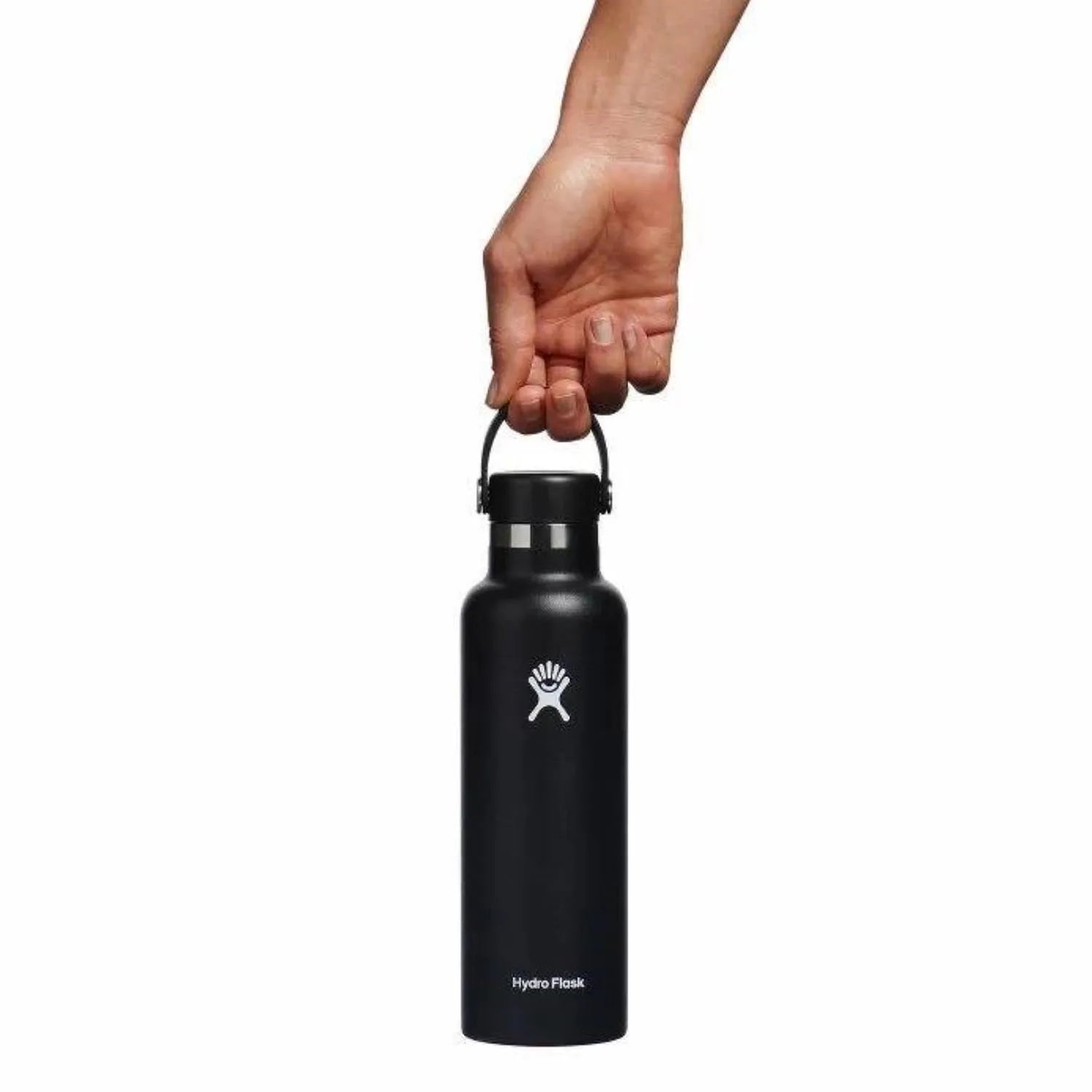 Hydro Flask 620ml Trinkflasche in Schwarz mit Flex-Deckel und Strohhalm. Ideal für unterwegs, langlebig, auslaufsicher und stilvoll.