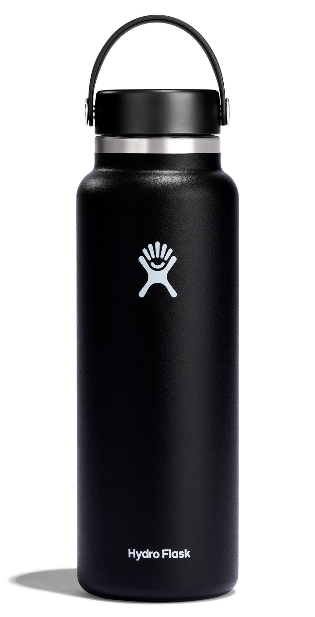 Trinkflasche Wide Flex Deckel 1180ml schwarz in Schwarz präsentiert im Onlineshop von KAQTU Design AG. Trinkflasche ist von Hydro Flask