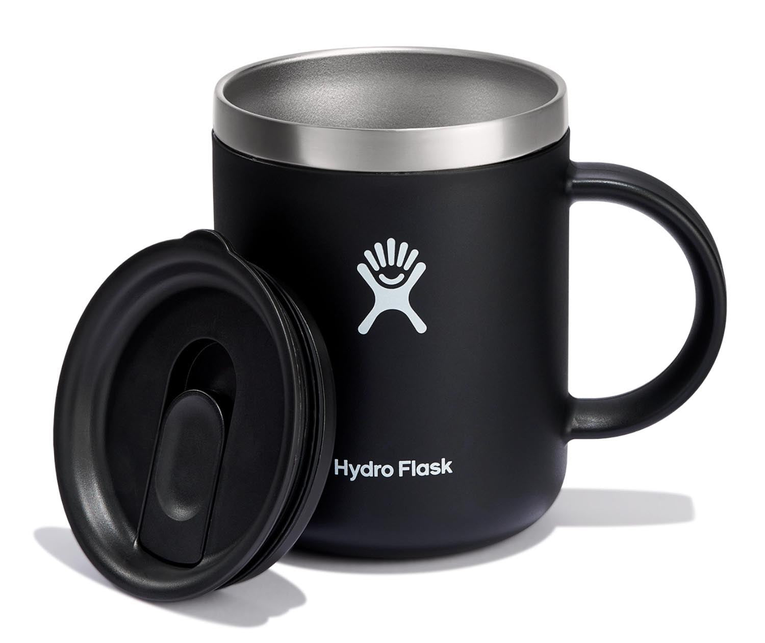 Elegante schwarze 350ml Tasse von Hydro Flask, perfekt für alle Getränke, robust und ideal für den täglichen Gebrauch oder unterwegs.