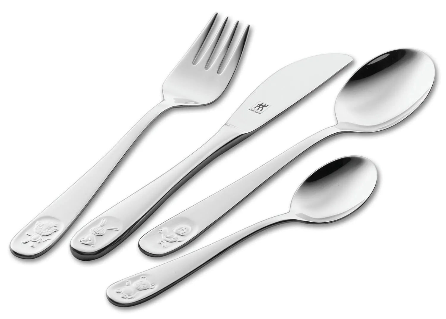 4tlg Kinderbesteck Bino in Silber präsentiert im Onlineshop von KAQTU Design AG. Besteck ist von Zwilling
