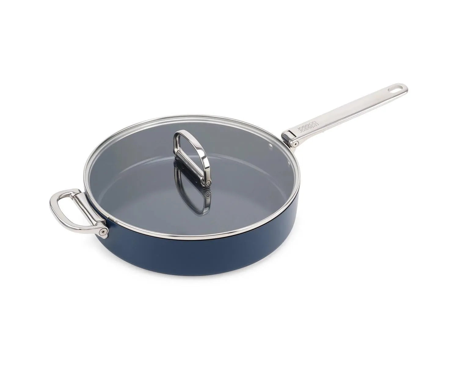 Stielkasserolle 28 cm mit klappbarem Griff und Deckel, platzsparendes Design, perfekt für moderne Küchen und vielseitiges Kochen.