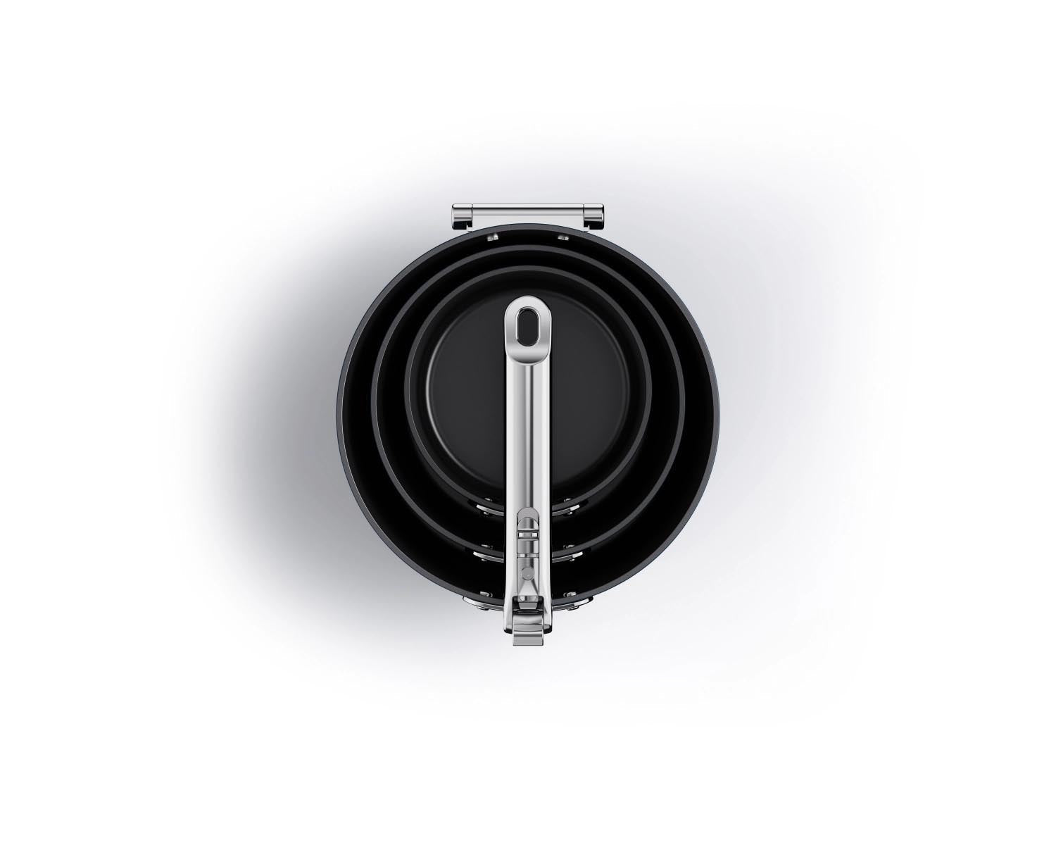 Das Joseph Joseph Space Pfannenset (3-teilig) bietet 15, 19 und 23 cm Pfannen mit innovativem, platzsparendem Design.