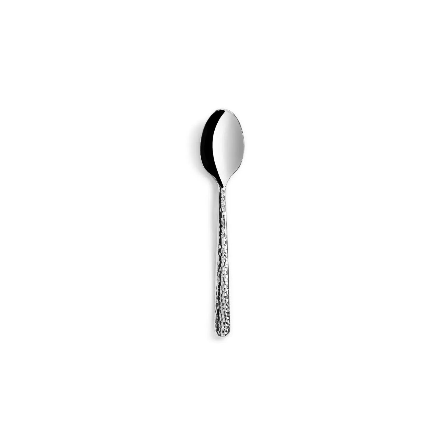 Courchevel Dessertlöffel Edelstahl gehämmert in Silber präsentiert im Onlineshop von KAQTU Design AG. Besteck ist von Revol