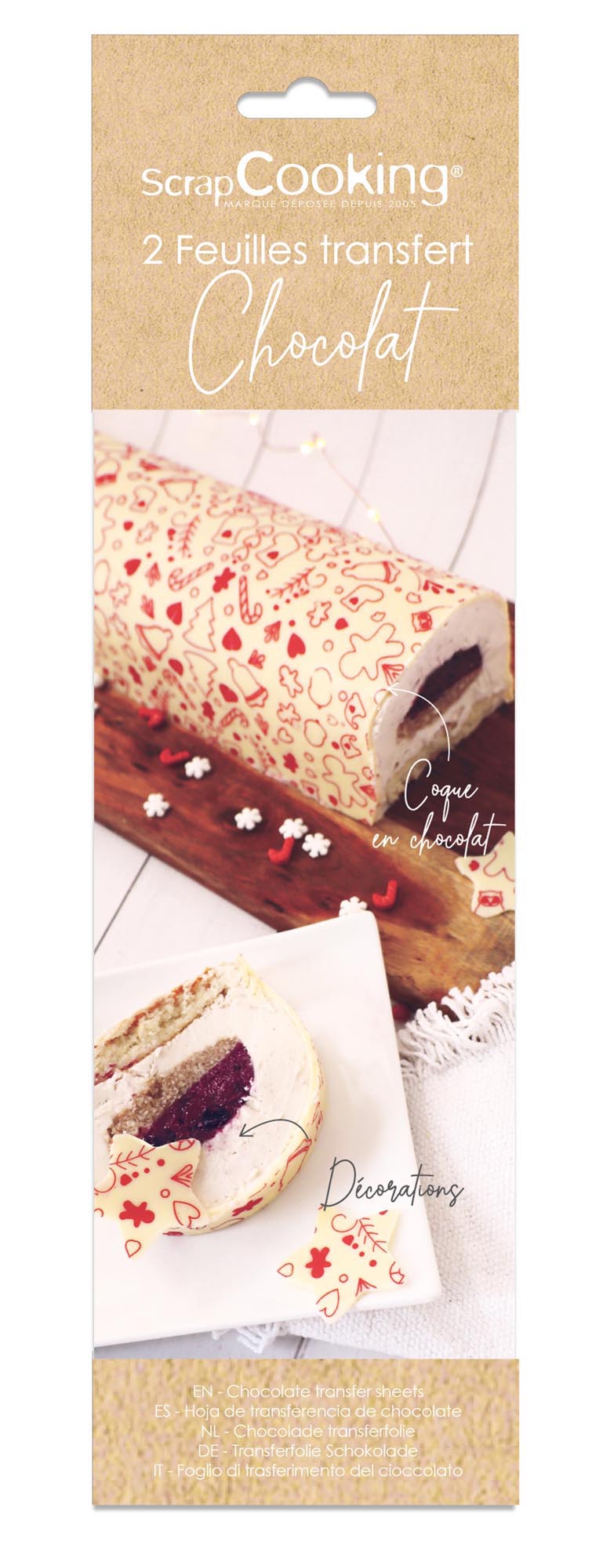 2er Set Transferbögen Weinachtsmotive Schokogeschmack rot
