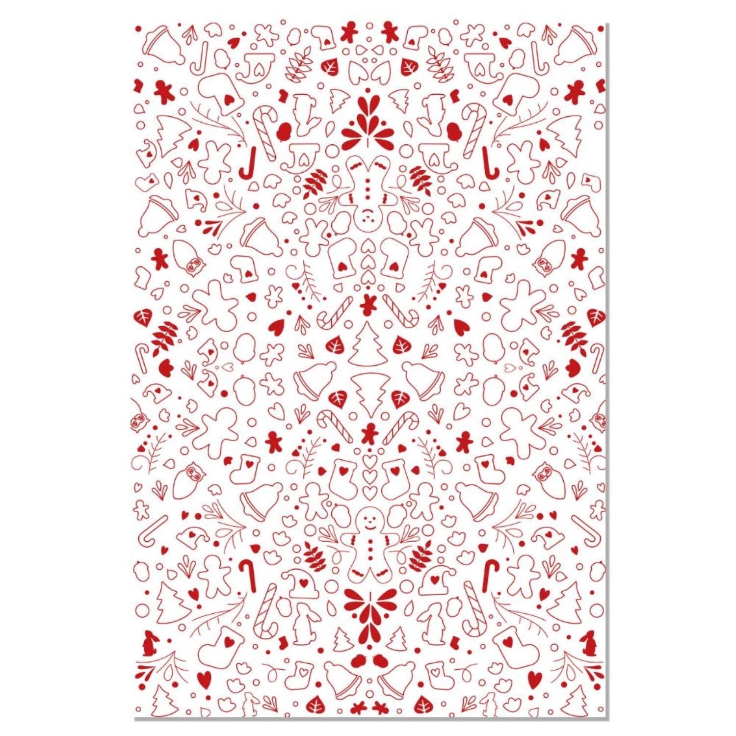 Set aus 2 Transferbögen mit weihnachtlichen Motiven in Rot, ideal für Schokoladendekorationen von Scrap Cooking.