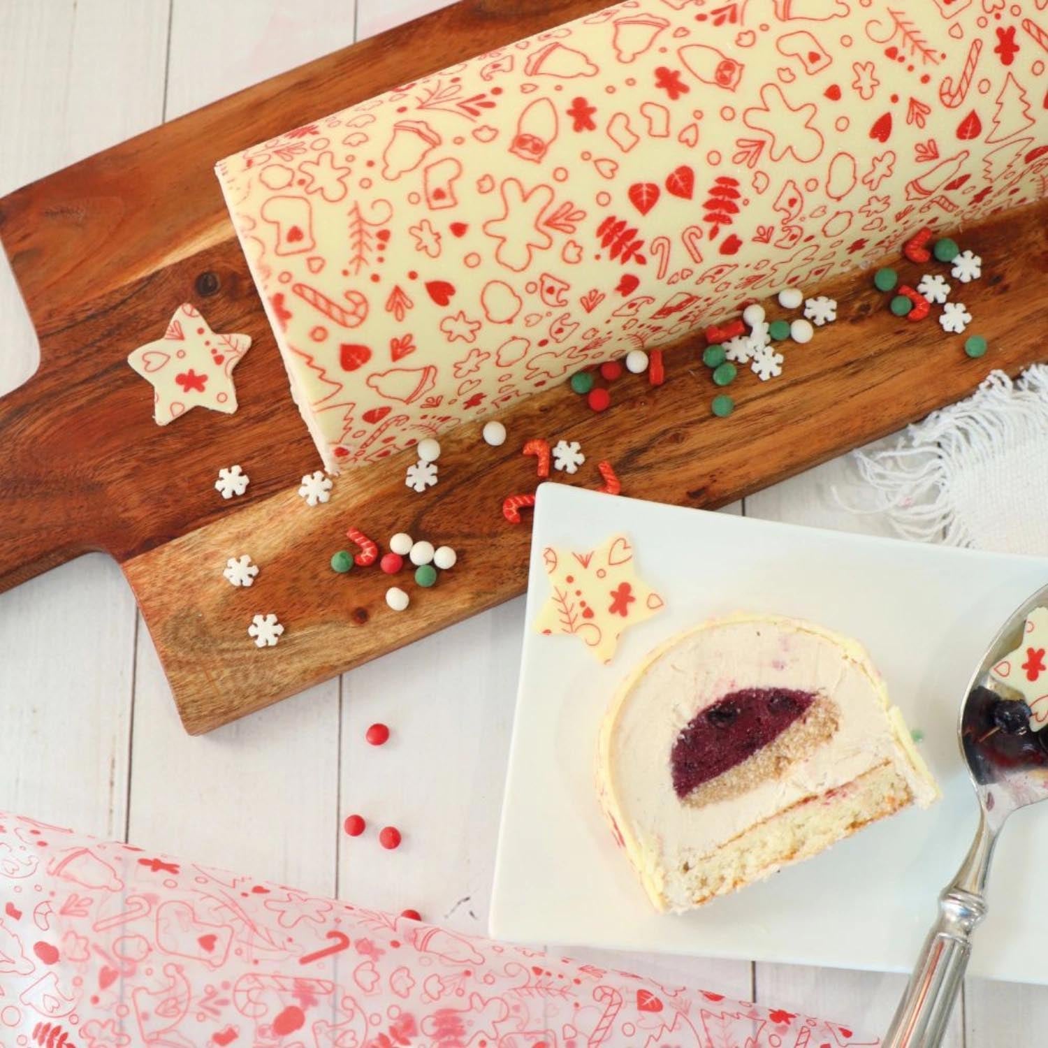 2er Set Transferbögen Weinachtsmotive Schokogeschmack rot