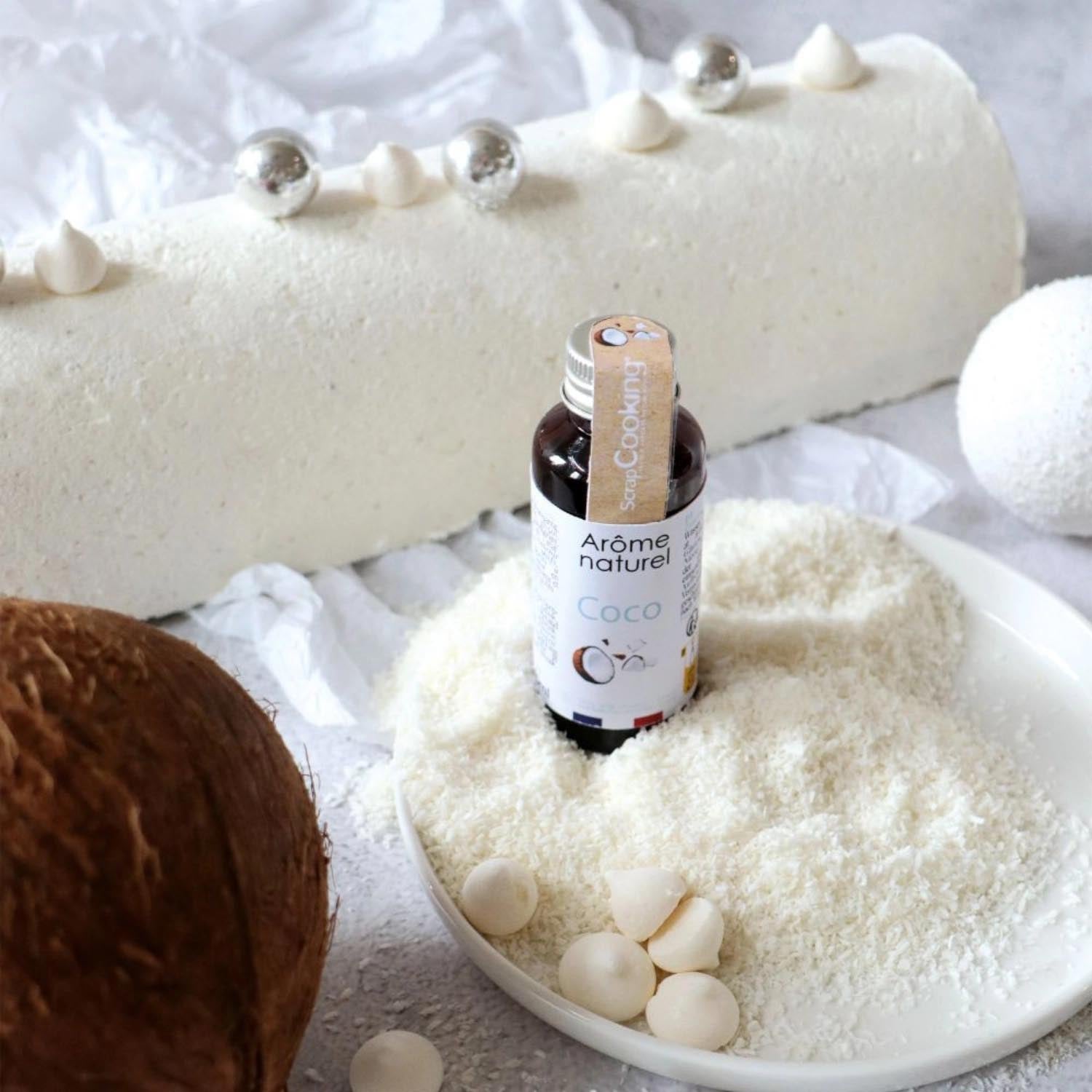 Natürliches Kokosnussaroma von Scrap Cooking, 40ml. Perfekt für Backen und Desserts, verleiht einen exotischen Geschmack.