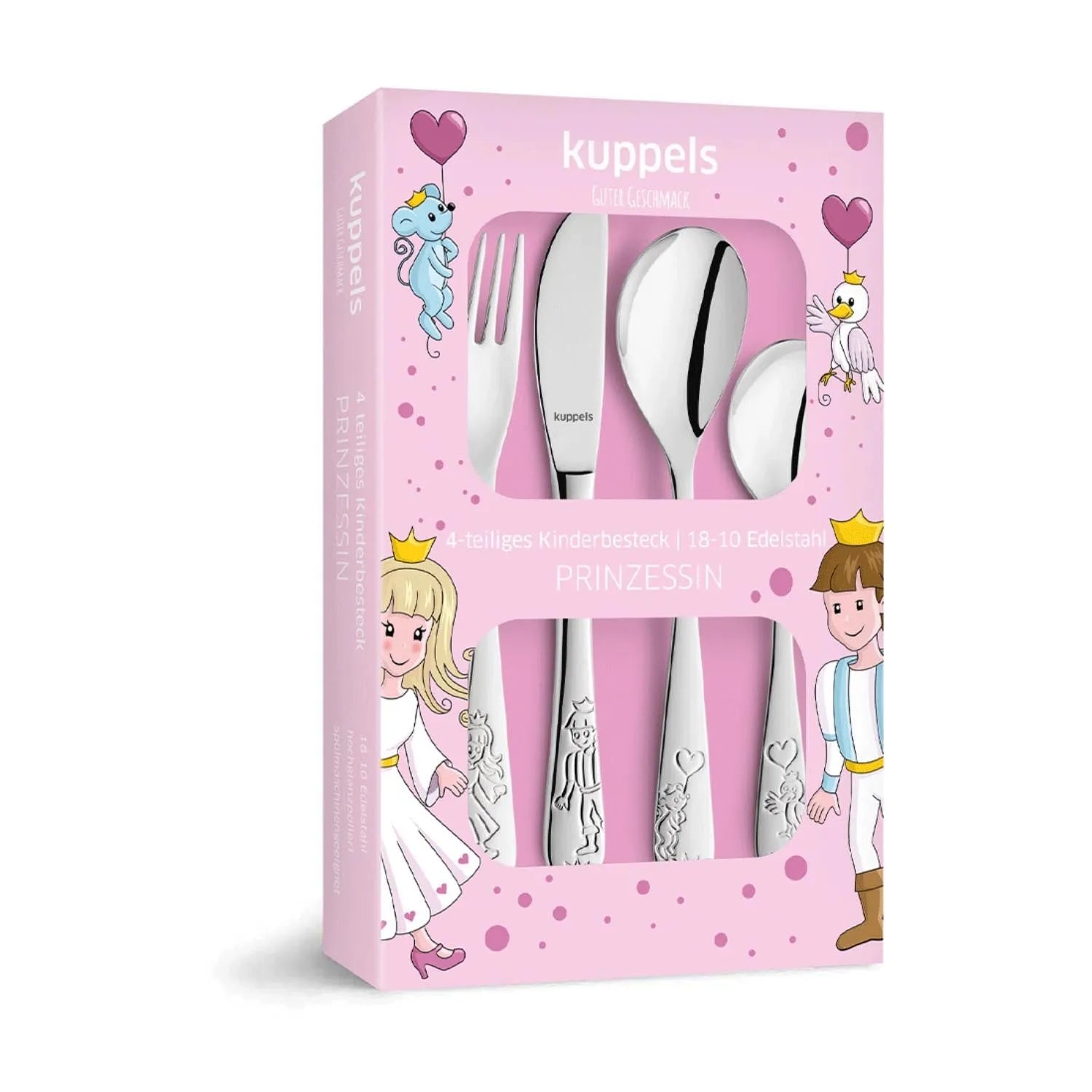 Das 4-teilige Kinderbesteck 'Prinzessin' von Amefa ist ideal für kleine Prinzessinnen. Hochwertig, kindgerecht und zauberhaft gestaltet.