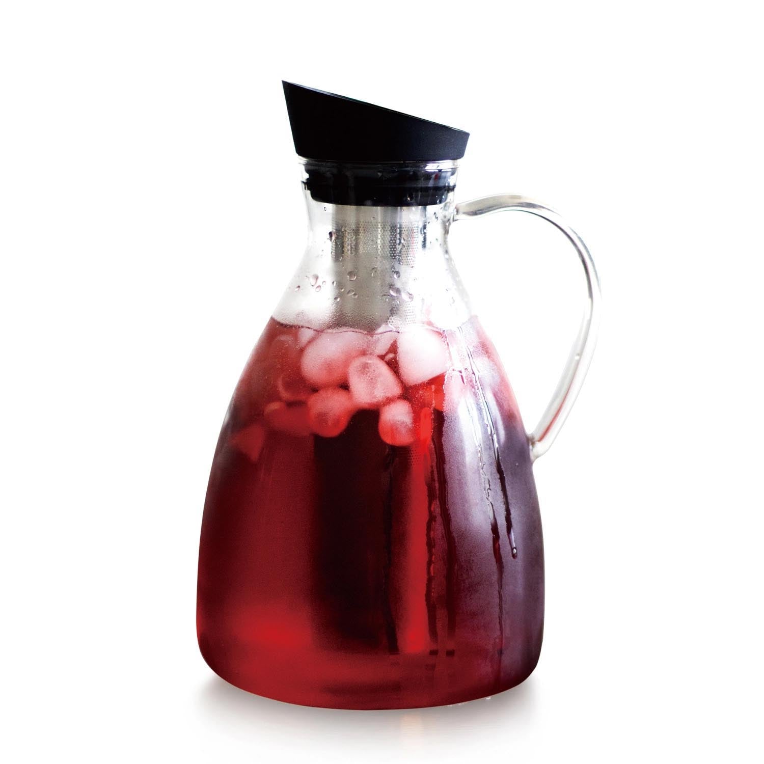 Große 2L Infusionskaraffe aus Borosilikatglas von Viva, ideal für Eistee und aromatisierte Getränke.