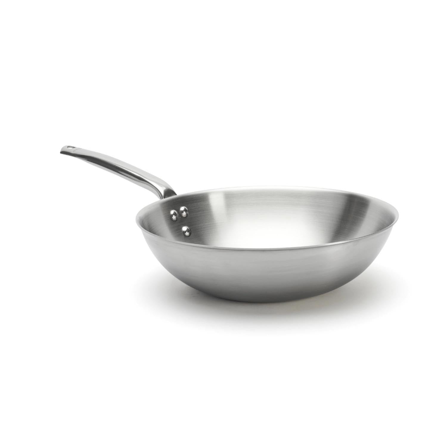 Hochwertiger 28cm Wok aus Stahl von de Buyer, ideal für asiatische Küche. Perfekt für Braten und Kochen mit gleichmäßiger Hitze.