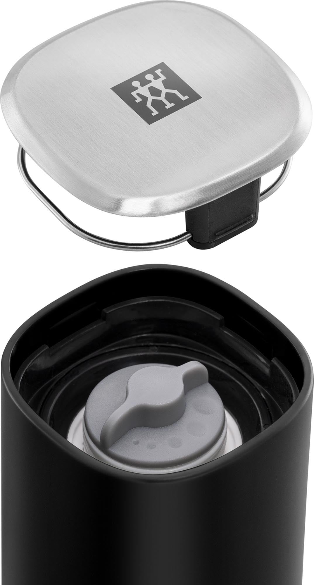 Schwarze Zwilling Gewürzmühle, 19 cm, für präzises Mahlen und stilvolles Würzen, modernes Design, ideal für Küche und Tisch.