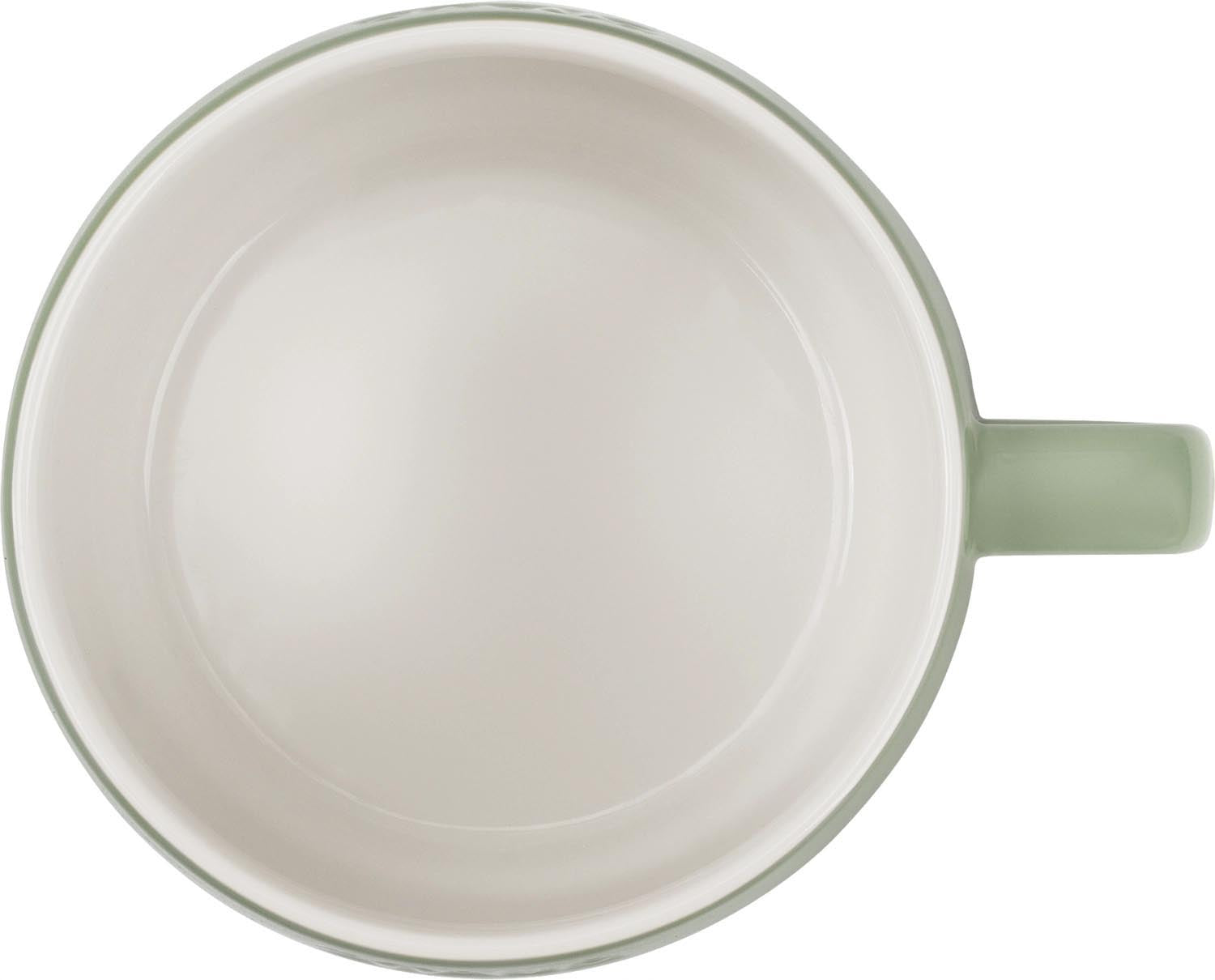 Elegante XL-Tasse (500ml) von Staub in Eucalyptus-Grün, ideal für große Getränke. Hochwertige Keramik, stilvolles Design.