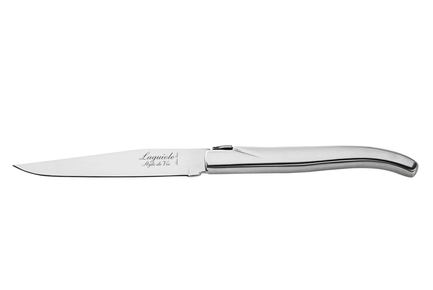 Elegante Laguiole Steakmesser aus rostfreiem Stahl, ideal für stilvolles Speisen. Hochwertige Verarbeitung und zeitloses Design.