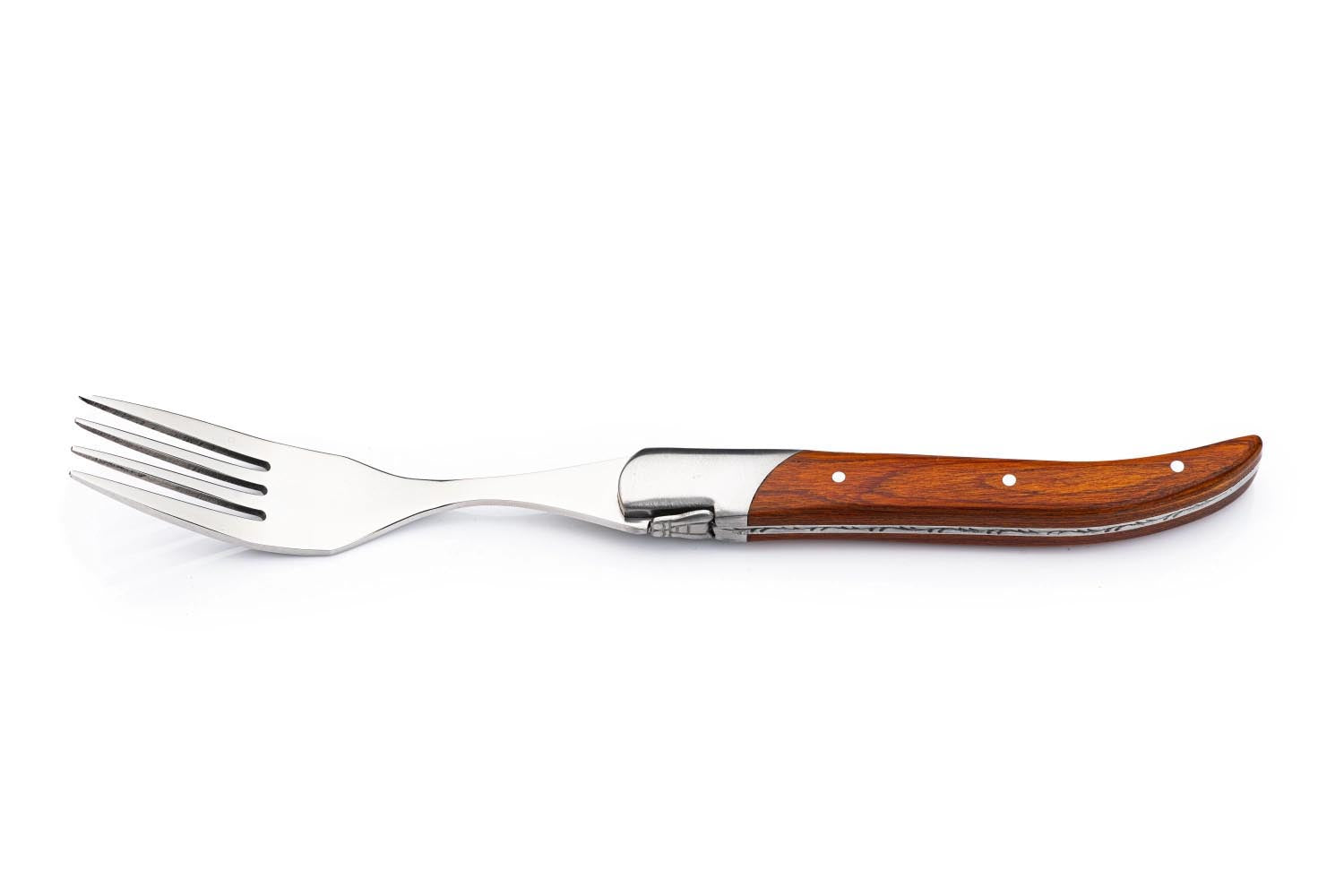 Elegante Laguiole Gabeln aus der Luxury Line mit Griffen aus Pakka-Holz in Rosé, ideal für stilvolles Speisen.
