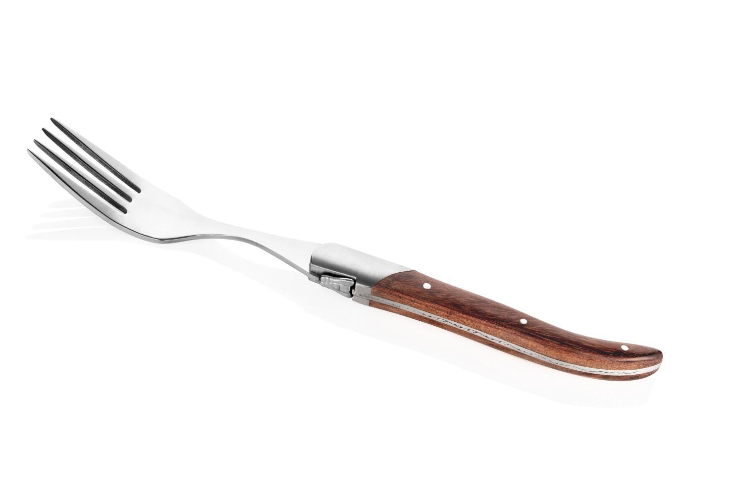 Stilvolle Laguiole Luxury Line Gabeln mit edlen Pakka-Holzgriffen in Rosé, perfekt für gehobene Tischkultur und elegantes Dining.