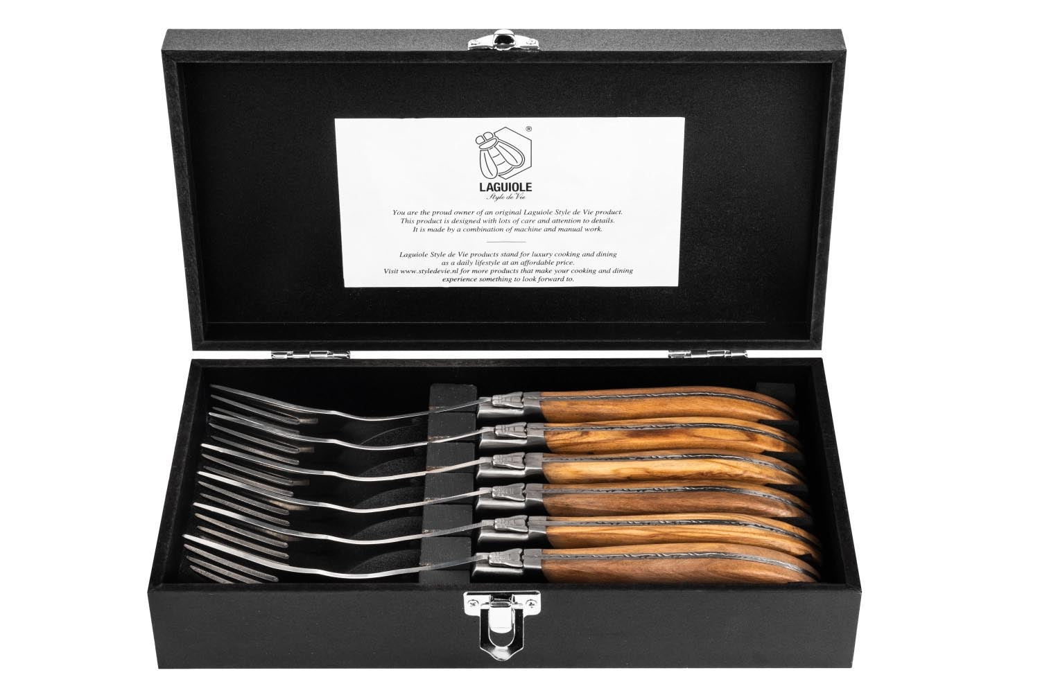 Laguiole Luxury Line Gabeln Olivenholz in Braun präsentiert im Onlineshop von KAQTU Design AG. Besteck ist von Laguiole Style de Vie