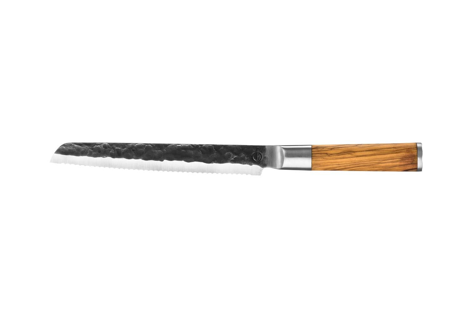Elegantes 20cm Brotmesser aus der Forged Olive Serie, mit scharfer Klinge und stilvollem Olivenholzgriff.