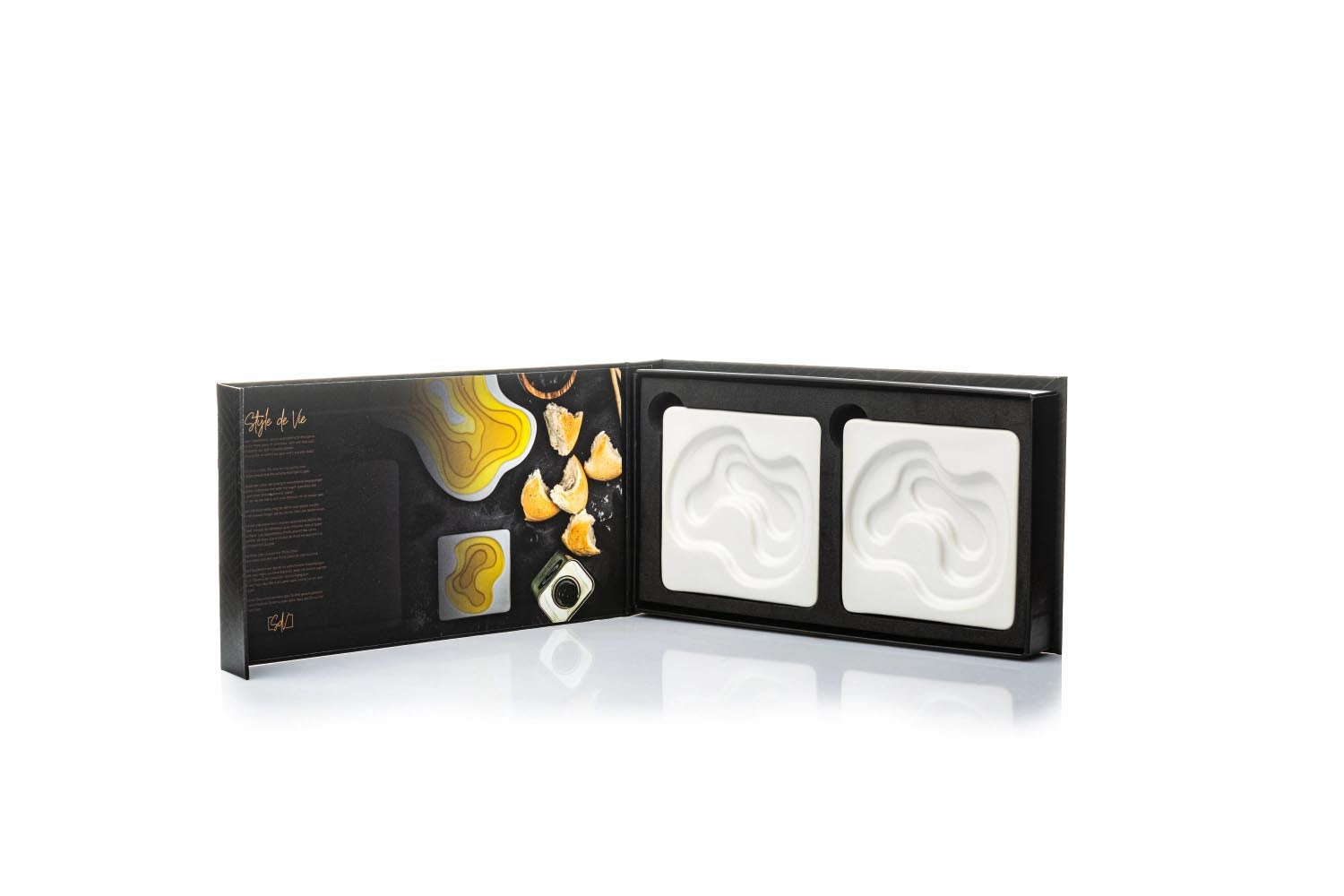 Hochwertiges 2er Set Keramikschälchen von Style de Vie, perfekt für Olivenöl und elegante Tischdekoration.
