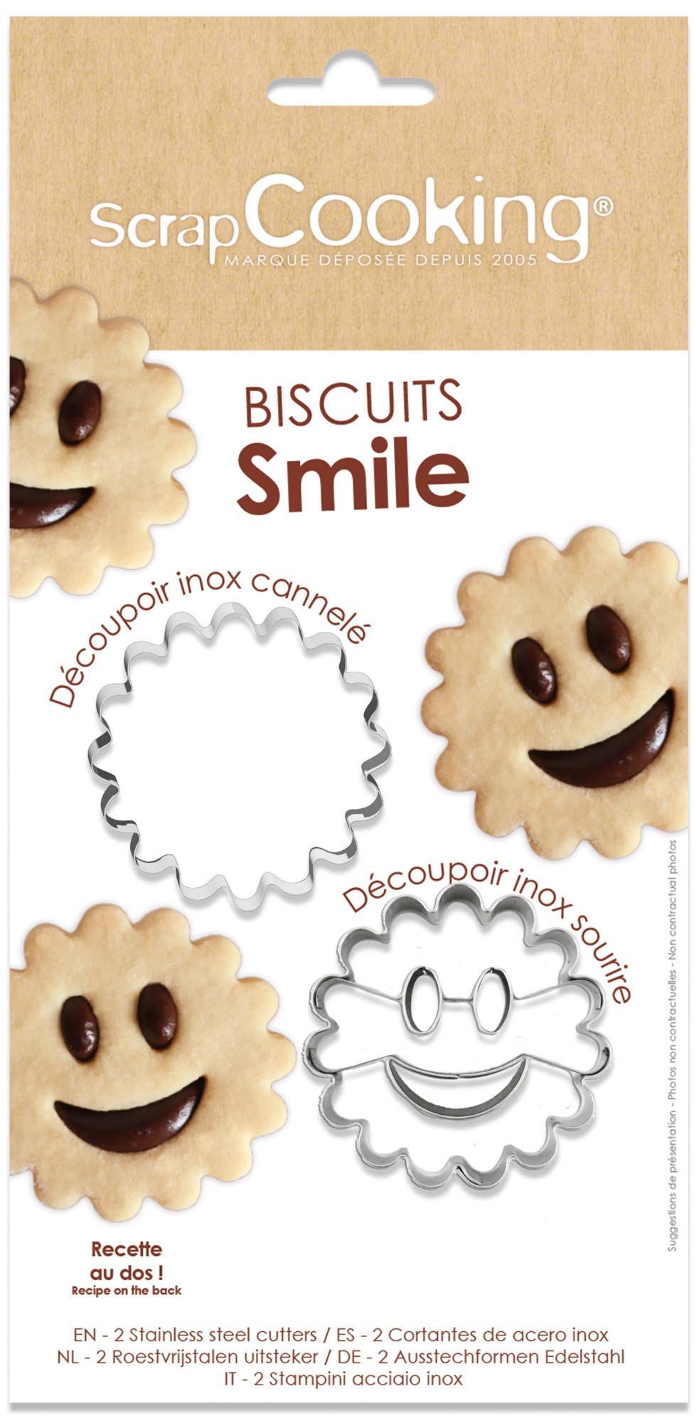 Ein Set mit zwei hochwertigen Ausstechern für Spitzbuben mit Smile-Design von Scrap Cooking, ideal für kreative Backideen.