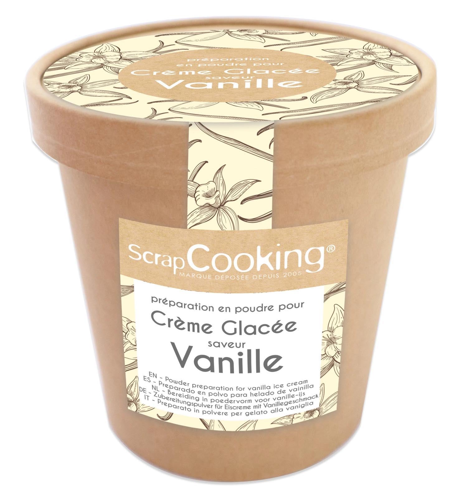 Köstliche Vanille-Eiscreme-Mischung von Scrap Cooking, 145g. Einfach zuzubereiten, für cremigen Genuss zu Hause.