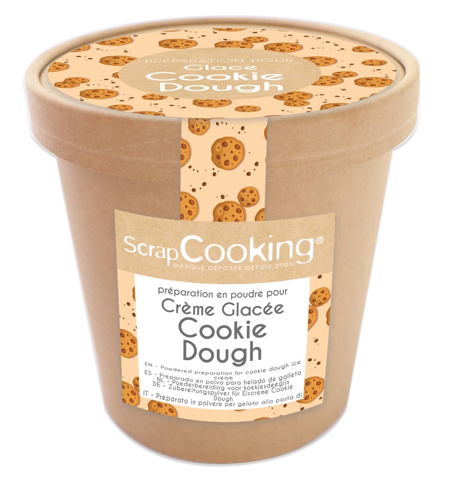 Fertigmischung für köstliches Cookie Dough Eis, einfach zuzubereiten, ideal für Desserts und süße Kreationen.