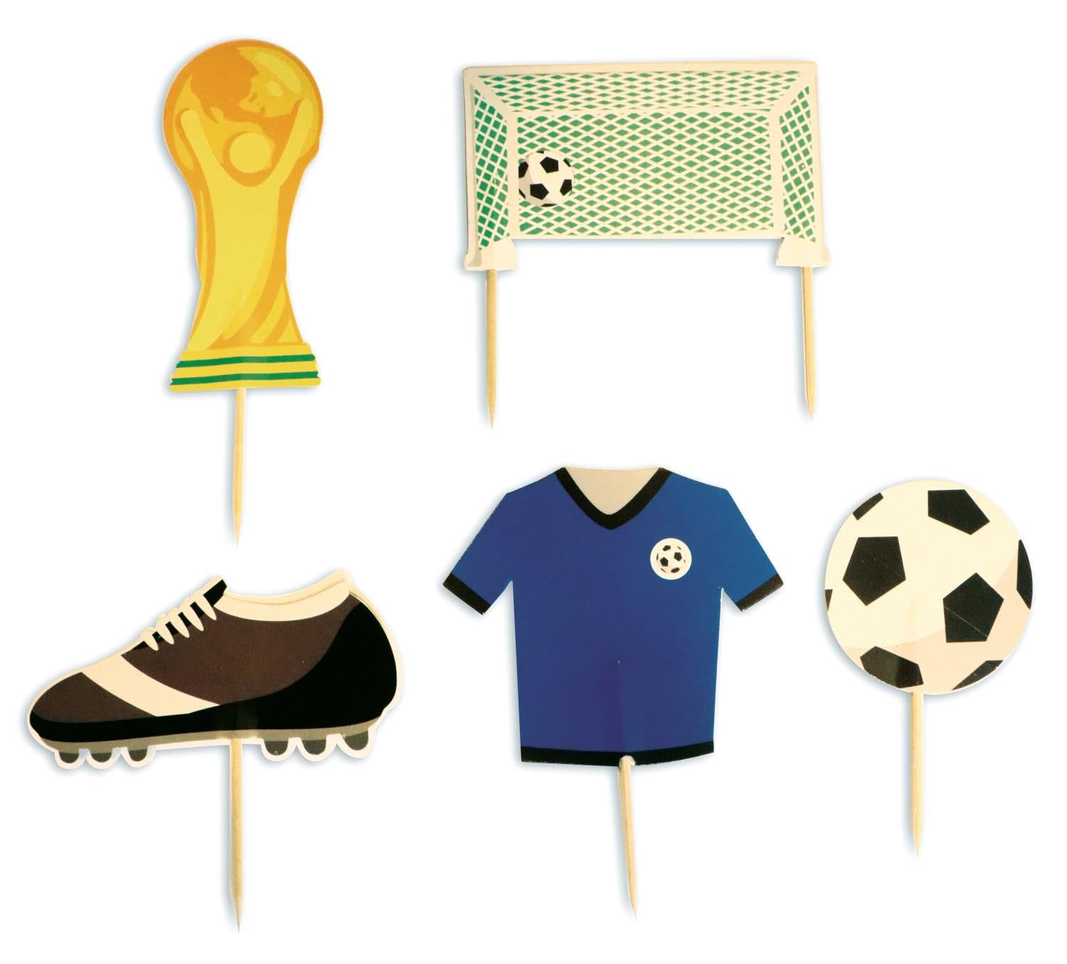 5er Set Kuchendekoration Fussball Motive Papier in Mehrfarbig präsentiert im Onlineshop von KAQTU Design AG. Küchenhelfer ist von Scrap Cooking