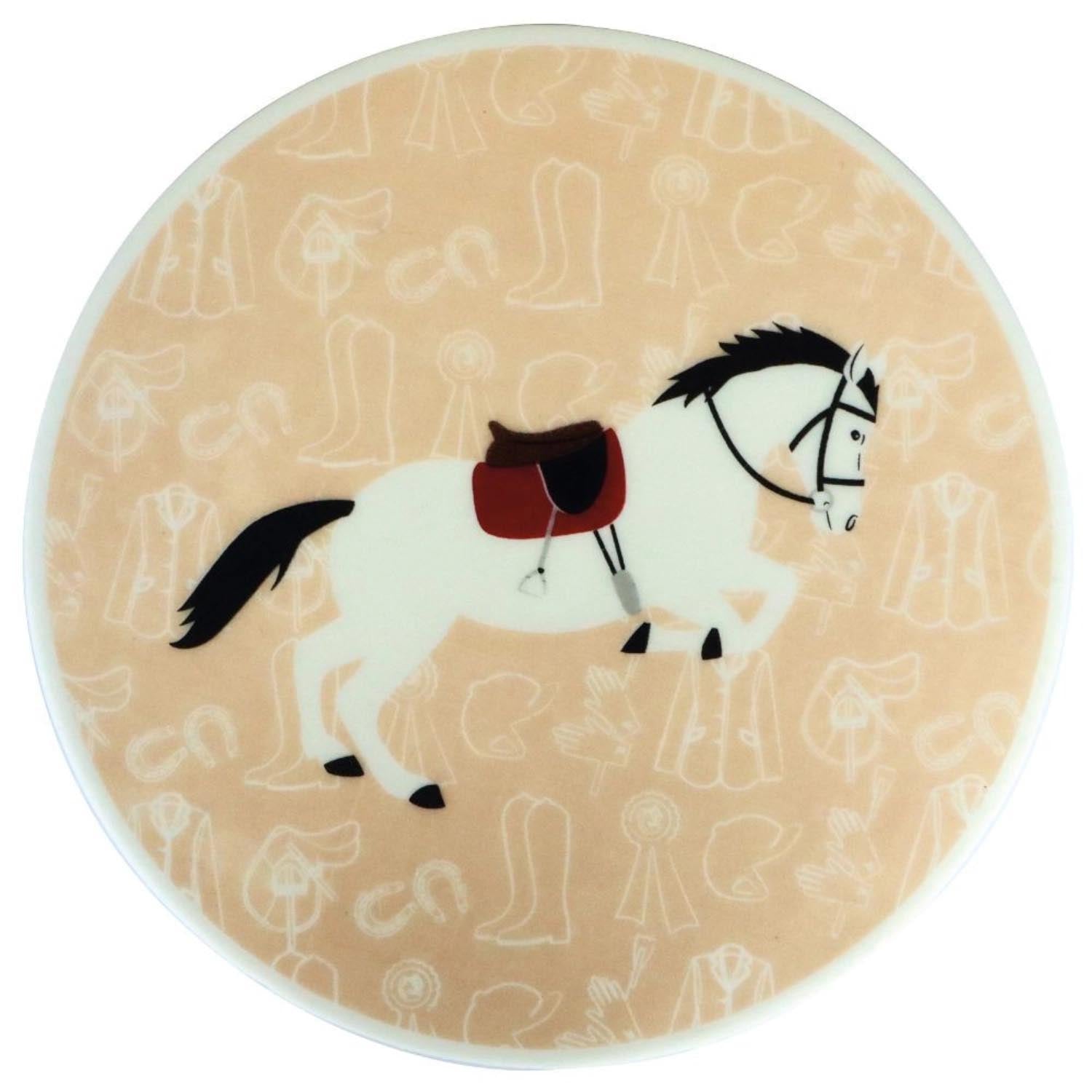 Essbarer Tortenaufleger aus Zuckerpapier mit Reitmotiv, 18 cm Durchmesser, ideal für Pferdefans und kreative Tortendekorationen.