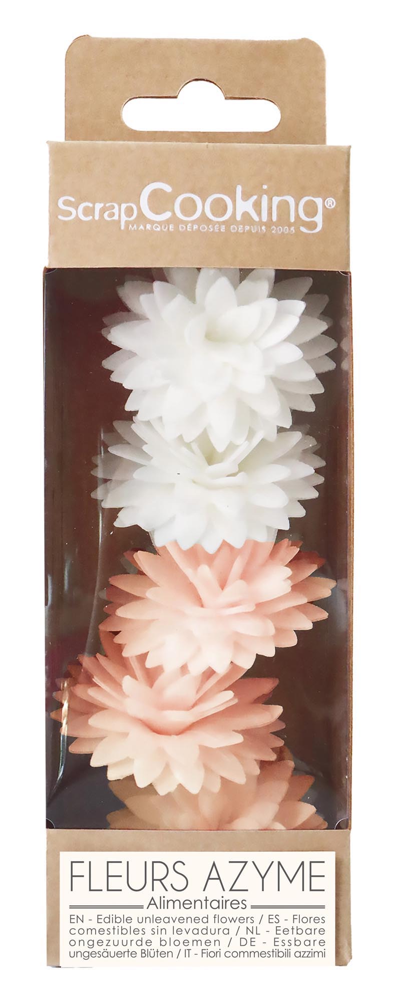 5er Set Dahlien aus Esspapier weiss, rosa in Pink präsentiert im Onlineshop von KAQTU Design AG. Lebensmittel ist von Scrap Cooking
