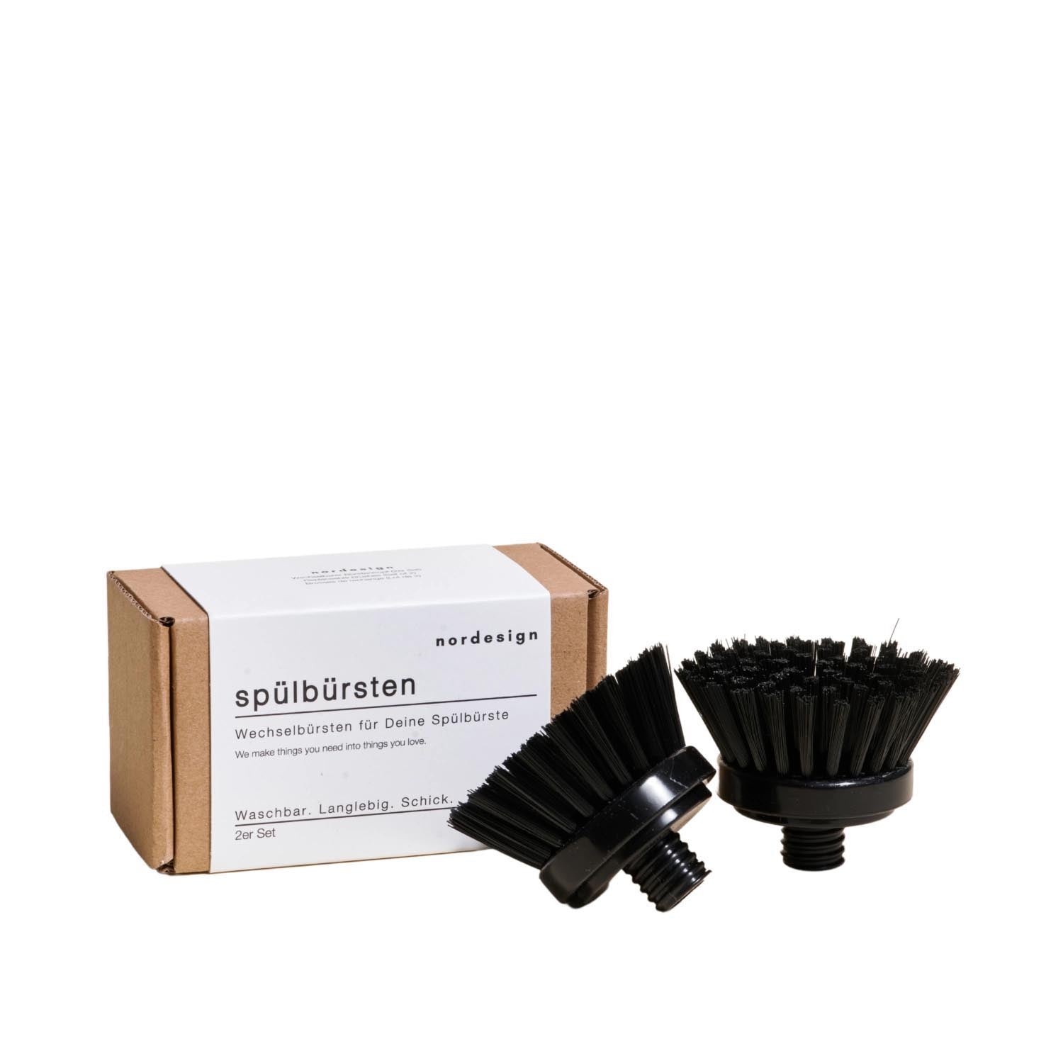 Praktisches 2er Set Wechselbürsten aus Kunststoff von Nordesign, ideal für vielseitige Anwendungen, Maße: H5.5cm B12cm T6.5cm.