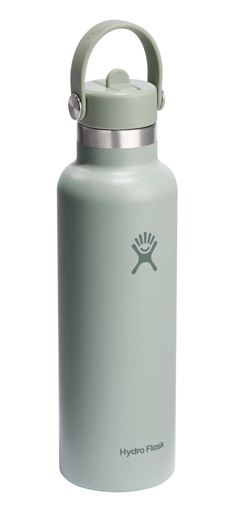 Stylische Hydro Flask Trinkflasche in Agave mit 620ml, Flex Deckel und Strohhalm – ideal für unterwegs und umweltfreundlich.