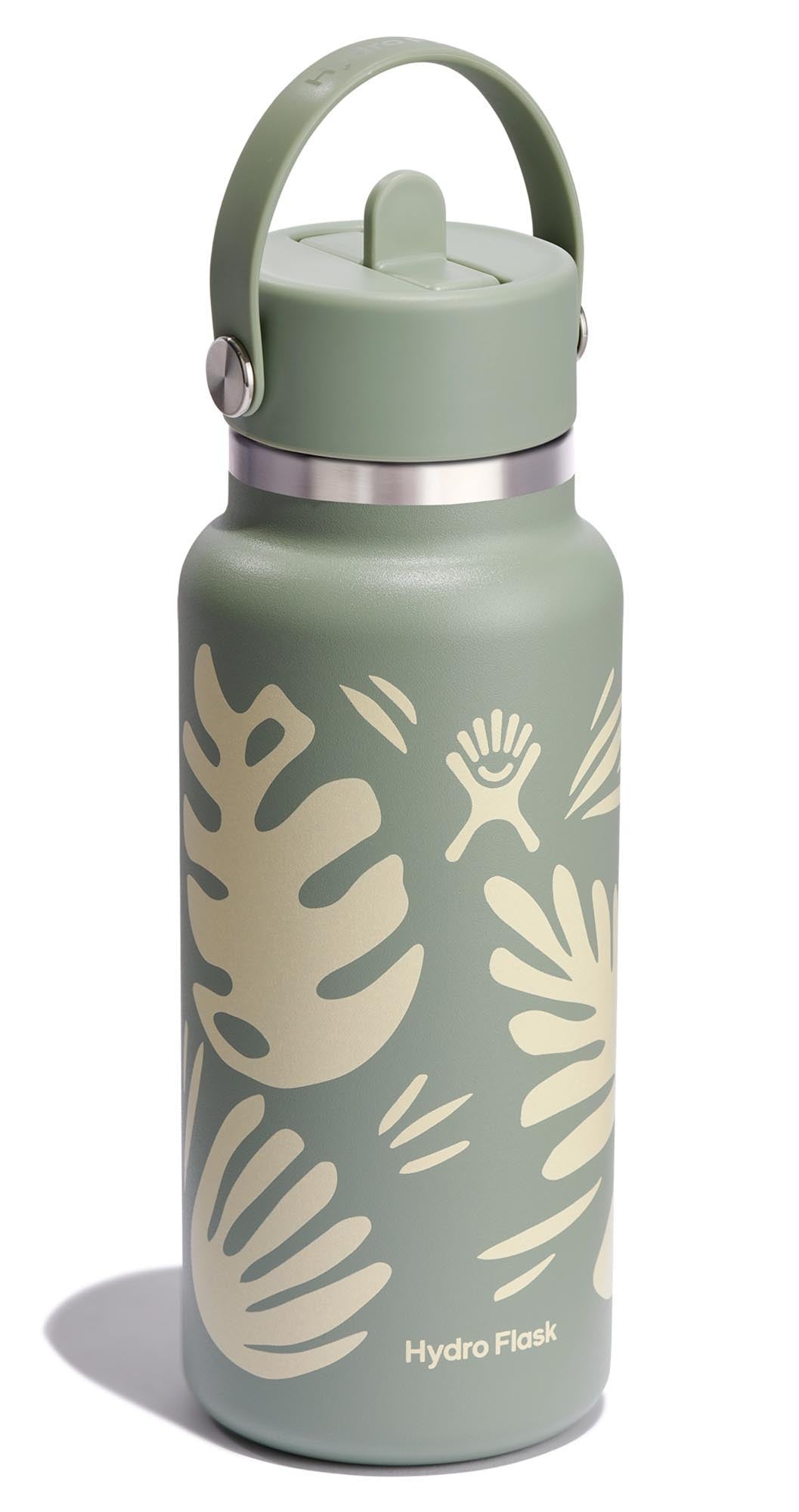 Stylische Hydro Flask Trinkflasche mit 945ml, Wide Flex Deckel und integriertem Strohhalm, ideal für unterwegs und sportliche Aktivitäten.